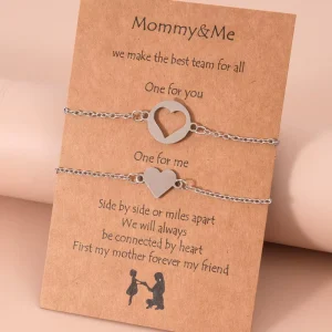 Stainless Steel Fashion Heart Butterfly Horse Charm Link Chain Bracelet Mother’s Day Gift for Mama Mom Daughter Baby Bracelets