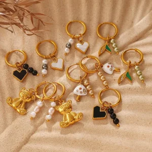 Stainless Steel Fashion Heart Shaped Chili Pepper Pendant Hoop Earrings