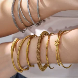Stainless Steel Fashion Jewelry Bracelets Bangles Adjustable Durable Waterproof Fashion Bracelets Jewelry for Women