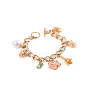 Stainless Steel Fashion Jewelry Chain Bracelet With Custom Enamel Charms