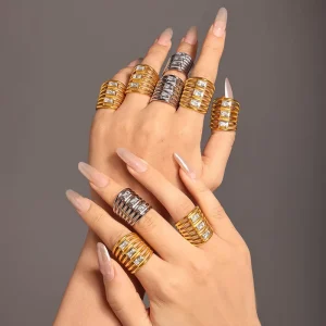 Stainless Steel Fashion Ring Zircon Rings for Girls Stainless Steel Fashion Jewelry Rings