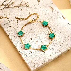 Stainless Steel Five Clover Bracelet for Women Titanium Steel INS Style Luxury Niche Bracelet En Acier Inoxydable