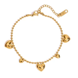 Stainless Steel Floating Heart Bracelet Gold Silver Bead Chain Minimalist Women Gift Bracelet Charm Wrist Bracelet