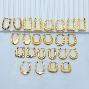 Stainless Steel Flower Simple Fashionable Gold plated Elegant Luxurious Non Fading Earrings Geometric