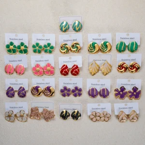 Stainless Steel Flower Stud Earrings Elegant Women’s Jewelry