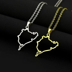 Stainless Steel German Car Style Racing Nurburgring Pendant Necklace Fashion Jewelry Men Women Daily