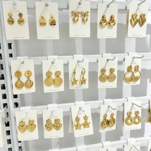 Stainless Steel Gold Plated Drop Earrings Waterproof Shell Star Heart Butterfly Amber Women Fashion Jewelry
