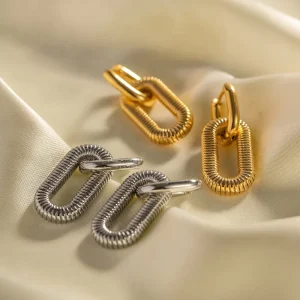 Stainless Steel Gold Plated Geometric Chain Earrings High Fashion Women’s Jewelry