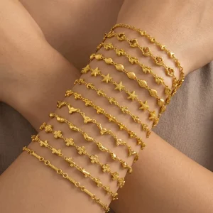 Stainless Steel Gold Plated Ocean Series Bracelet Women’s Star Adjustable Jewelry