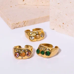 Stainless Steel Gold Plated Zircon for Women Wedding Engagement Party Gift