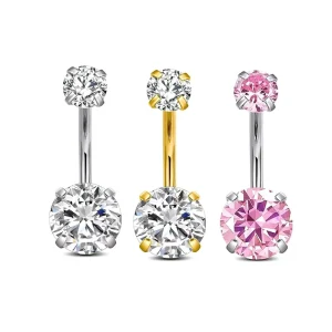 Stainless Steel Grade Polished Belly Button Navel Rings With Zircon Fashion Body Jewelry Piercings