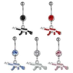 Stainless Steel Gun Shaped Dangle Belly Piercing Ring for Women
