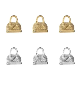 Stainless Steel Handbag 3D 18K PVD Gold Mini Bag Charms Accessories for Necklace Bracelet Making