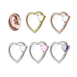 Stainless Steel Heart Ear Helix Daith Earring Hoop Hinged Segment Ring Fashion Body Jewelry for Women Men