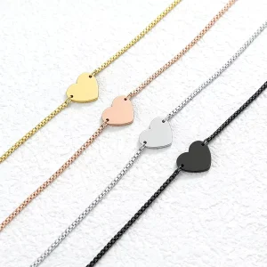 Stainless Steel Heart Pendant Pearl Chain Bracelet Custom Engravable Multi Color for Women Girls Daily Wear & Gifts