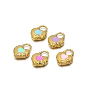 Stainless Steel Heart Pendant Stainless Steel Heart Charms for Jewelry Making Heart Lock Jewelry Accessories