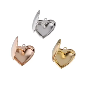 Stainless Steel Heart Photo Box DIY Jewelry Can Open Locket Pictures Charm Pendant For Necklace