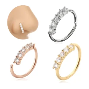 Stainless Steel Hinged Segment Hoop Ring Nose Ring Ear Hoop Tragus Helix Cartilage Earring Body Jewelry Women