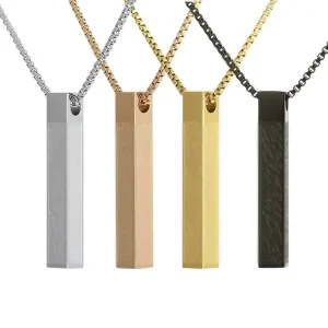 Stainless Steel Hip Hop Necklace Men Cold Style Three Dimensional Rectangle Arabic Couple Pendant Necklace