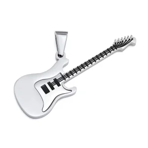 Stainless Steel Hip-hop Guitar Pendant and Street Rap Link Chain Necklace