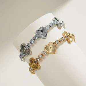 Stainless Steel Iced Out Clover Bracelet for Women