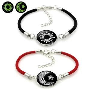 Stainless Steel Inlaid Crystal Woven Rope Noctilucent Bracelet Fashion Bracelet Jewelry Gift for Men Women Couples