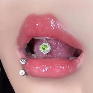 Stainless Steel Inlaid Diamonds Tongue Nails Tongue Rings Unisex Body Piercing Accessories European American Style