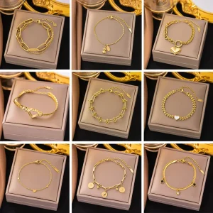 Stainless Steel Jewelry Accessories Bracelet for Women 18k Gold Fashion Light Luxury High end Women Jewelry