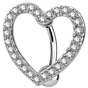 Stainless Steel Jewelry Fashion Heart Dangle Navel Belly Button Rings Zircon Piercing Jewelry