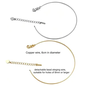 Stainless Steel Jewelry Handmade DIY Glass Beaded Bracelet 0.8 Hole Wire Adjustable Twist Open Adding Charm Bracelet