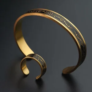 Stainless Steel Jewelry Set Custom Name Bangles Cuff Bangle Bracelets for Men Women Classic Jewelry Gift Gold Plated