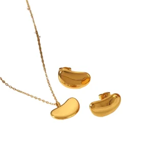 Stainless Steel Jewelry Set with Gold Necklace and Dot Earrings