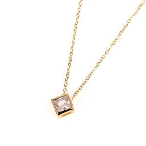 Stainless Steel Jewelry Women Accessories Micro set Geometric Zircon Pendant Necklace