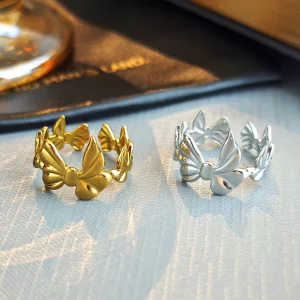 Stainless Steel Ladies Rings With Latest Design Ring Adjustable Opening Cute Butterfly Versatile Ins Style Fashion Jewelry