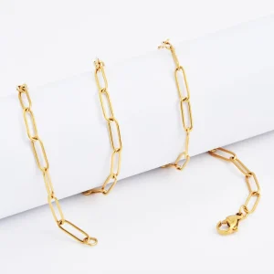 Stainless Steel Layering Necklace Fashion Accessories 18K Gold Plated Dainty Paperclip Link Chain