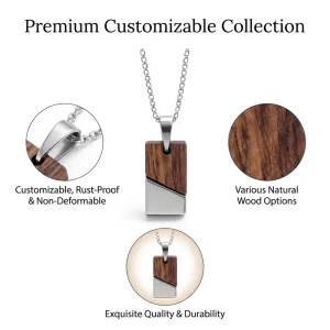 Stainless Steel Link Chain Necklace Classic Trendy Geometric Pattern for Parties Wood Pendant Necklace