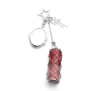 Stainless Steel Lipstick Holder Bag Charm Keychain Lip Glaze Charm With Mirror Heart Star Accessory Cosmetic Bag