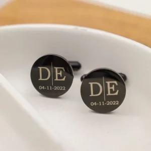 Stainless Steel Logo Engrave Custom Made High Polished Gold Plated Disc Cuff Links Fashion Jewelry