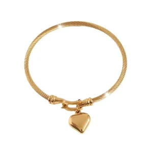 Stainless Steel Love Wound Heart Fashion Personality Woman 18K Gold Plated Horseshoe Hook Bracelet