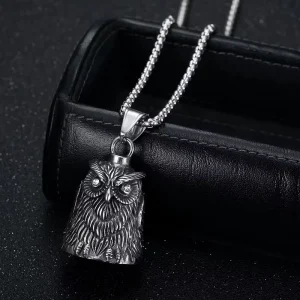 Stainless Steel Lucky Riding Bell with Owl Design and Crystal Accent for Vintage Motorcycle Biker Jewelry Supply