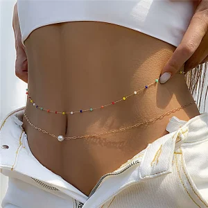 Stainless Steel Material Waterproof Fashionable Girls Body Chain Personalized Pearl Jewelry Body Jewlery Chains