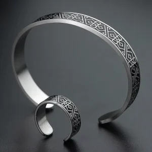 Stainless Steel Men Cuff Bangles Ring Knot Viking Bracelet Vintage Amulet Talisman Jewelry Christmas Present Jewelry Set