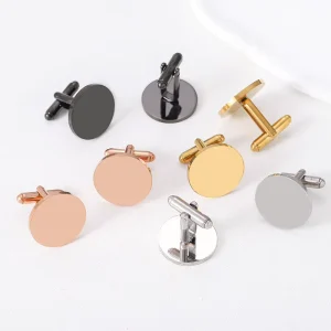 Stainless Steel Mirror Polished Circular Laser Engraved Blank Material Cufflinks And Studs Men’s Minimalist Shirt Buttons