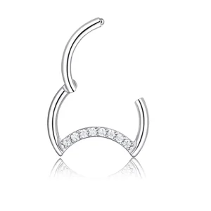 Stainless Steel Moon Shaped Nose Ring Zircon Earrings Tragus Piercing Body Jewelry European American Piercing Fashion Punk