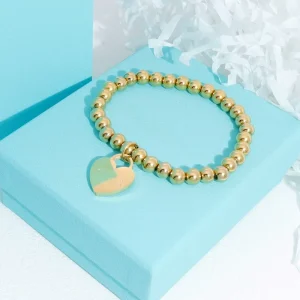 Stainless Steel Multi layer Bean Chain Love Heart Pendant Bracelet for Women Fashion Jewelry Chain Link Bracelets