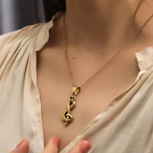 Stainless Steel Music Note Necklace Women Simple Creative Trendy Musical Pendant Jewelry