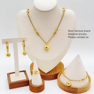 Stainless Steel Necklace Earrings Bracelet Ring Jewelry Set Fashion Luxury Designer Jewelry Set Women