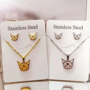Stainless Steel Necklace Earrings Cute Jewelry Set