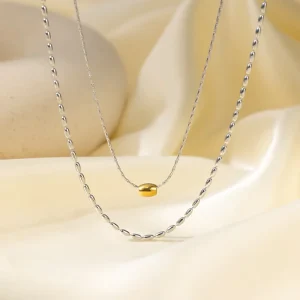 Stainless Steel Necklace Fashion Charm Simple Chain Necklace Trendy Double layered Layered Wear Jewelry for Gift