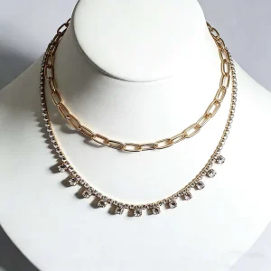 Stainless Steel Necklace and Gemstone Chain Combination Sparkling Pendant Delicate Cute Fashionable Fade proof